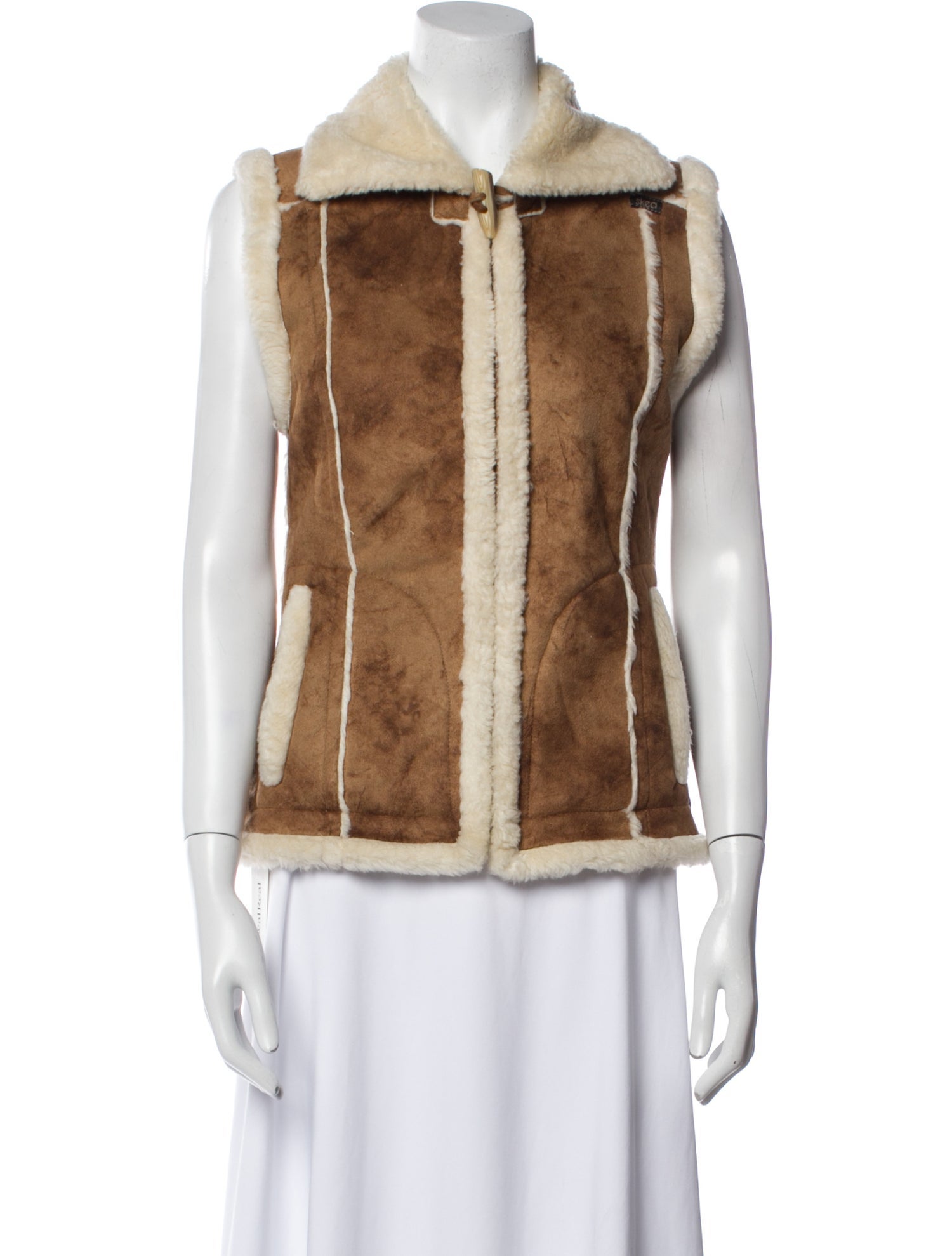 Skea Faux Leather Colorblock Pattern Vest