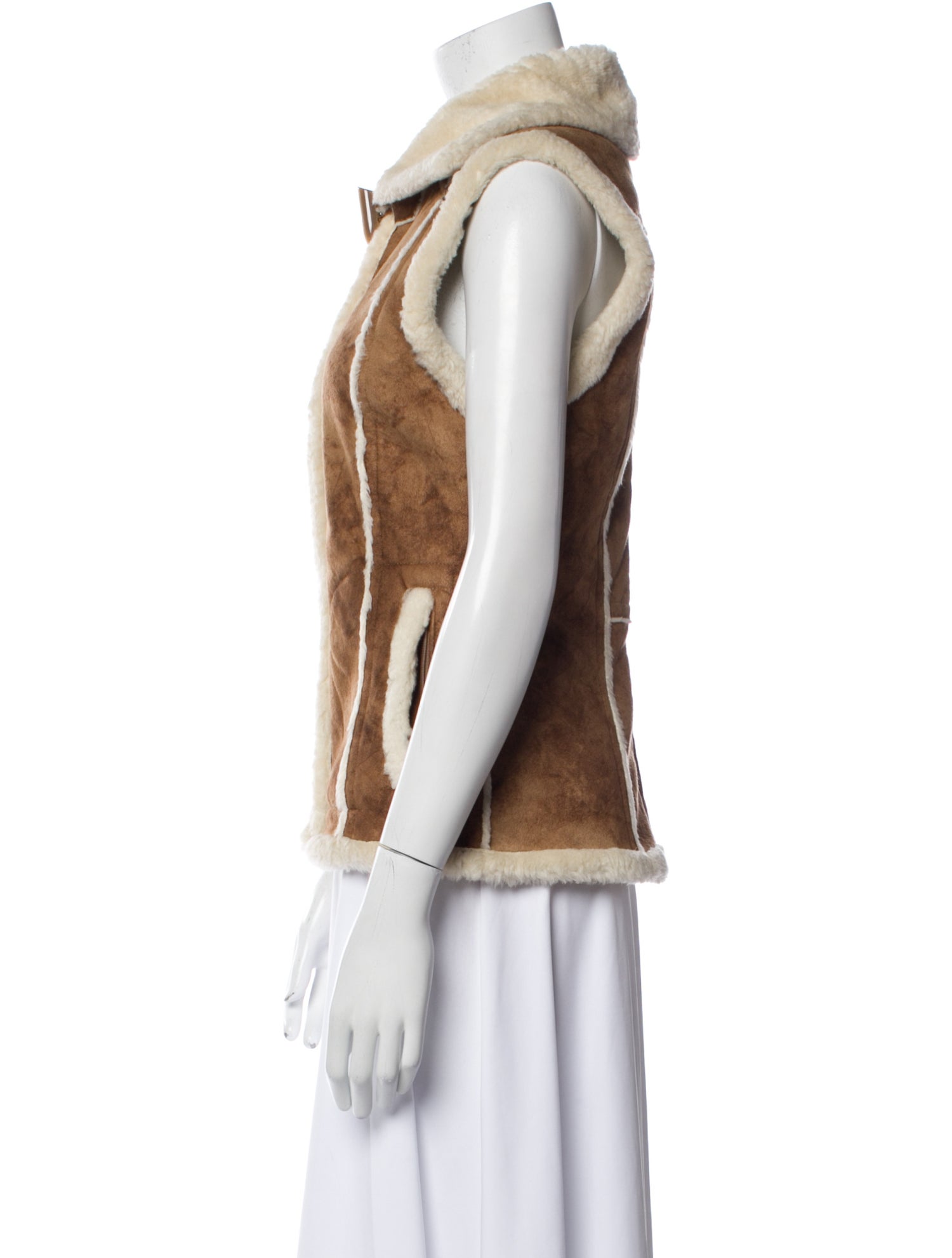 Skea Faux Leather Colorblock Pattern Vest