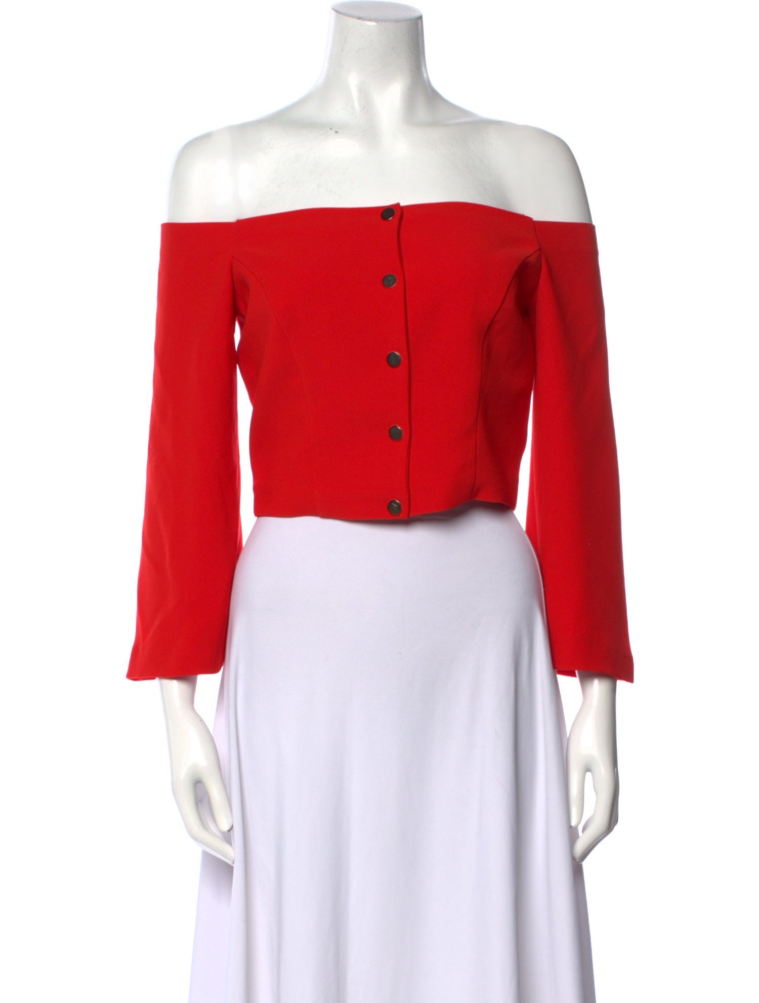 Selmacilek Off-The-Shoulder Three-Quarter Sleeve Crop Top