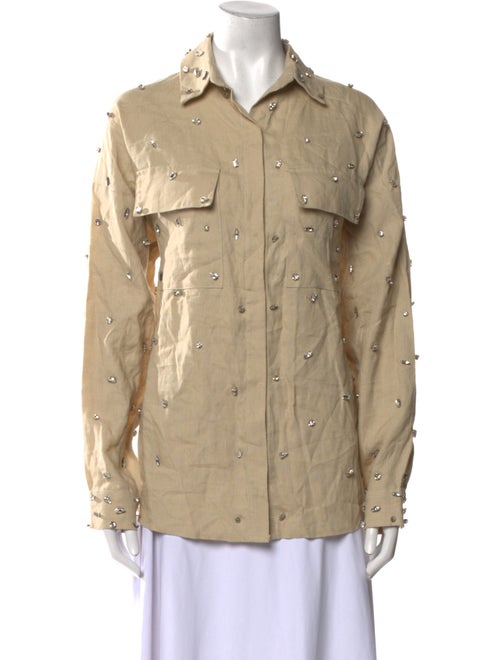 Selmacilek Linen Long Sleeve Button-Up Top