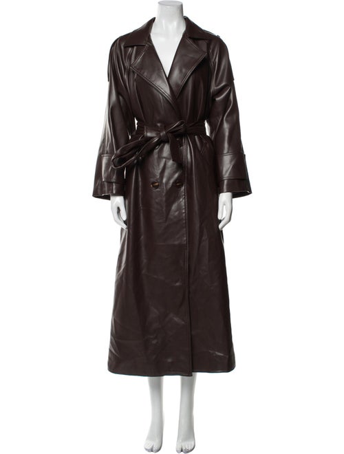 Selmacilek Faux Leather Trench Coat