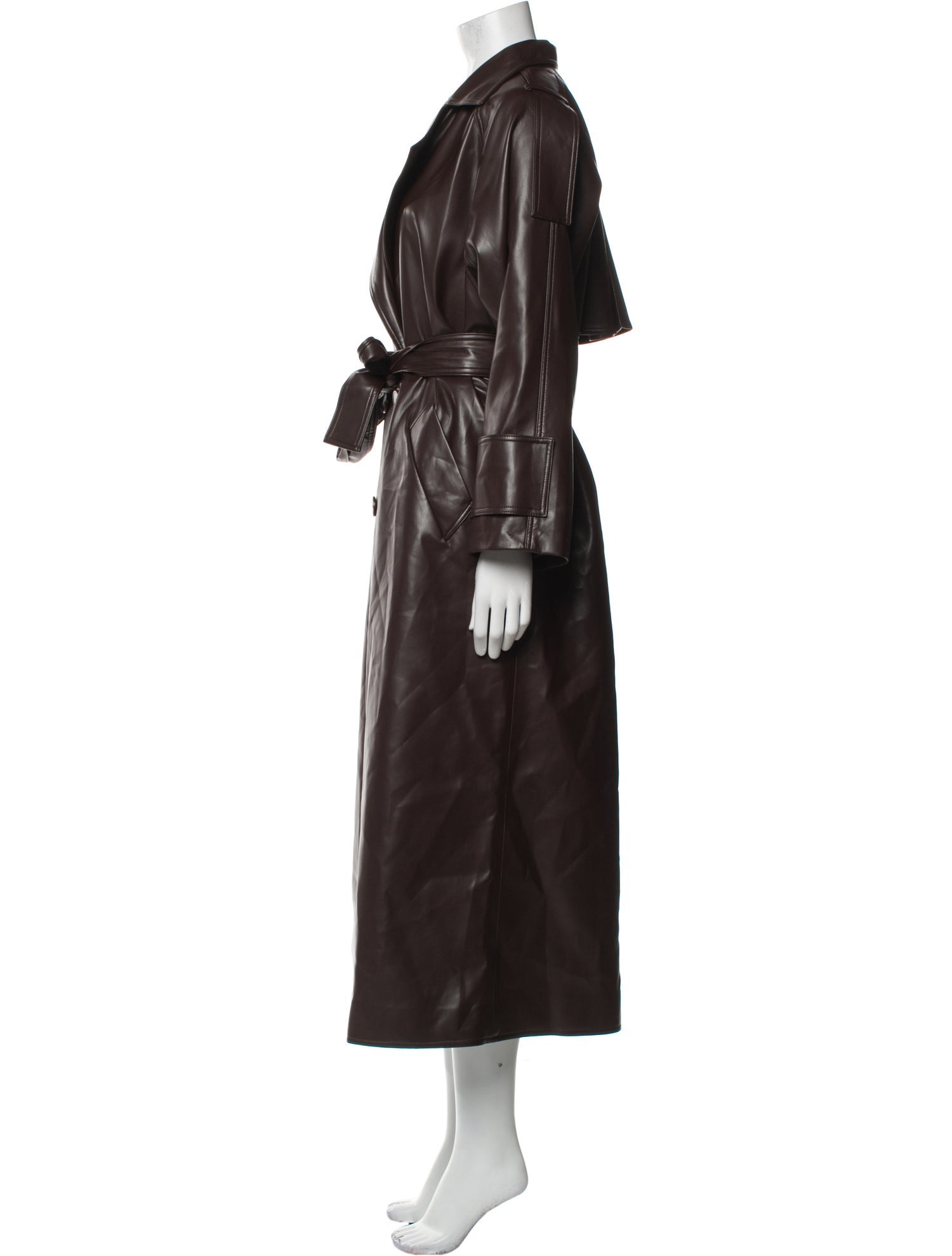 Selmacilek Faux Leather Trench Coat