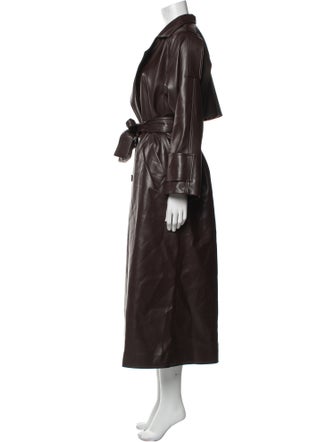 Selmacilek Faux Leather Trench Coat