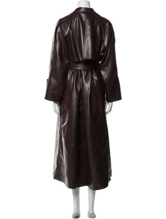 Selmacilek Faux Leather Trench Coat