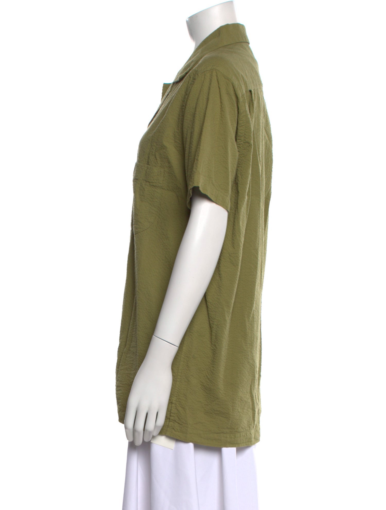 Smock Short Sleeve Button-Up Top