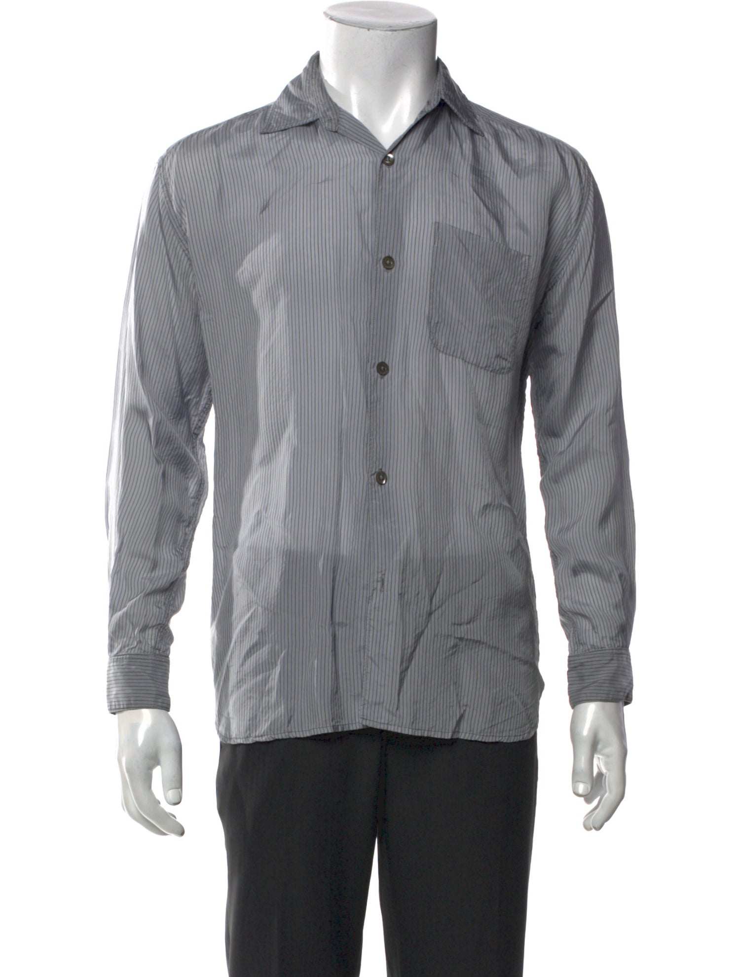 Smock Striped Long Sleeve Dress Shirt