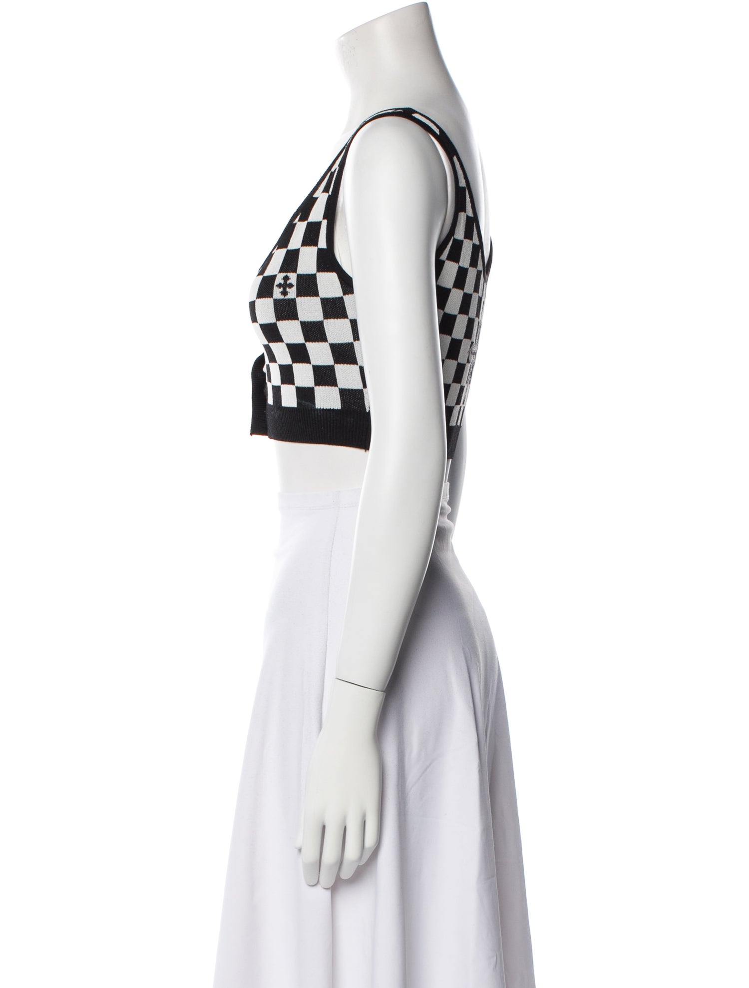 SMFK Plaid Print Scoop Neck Crop Top