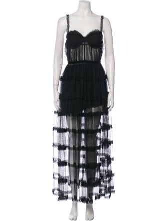 SAU LEE Square Neckline Long Dress