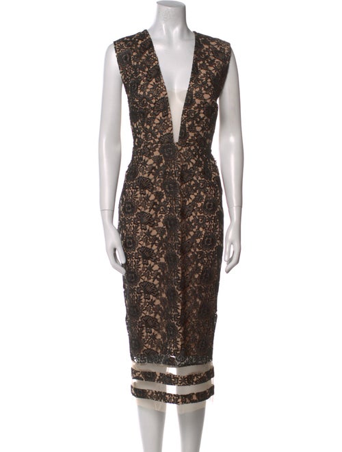 SAU LEE Lace Pattern Midi Length Dress