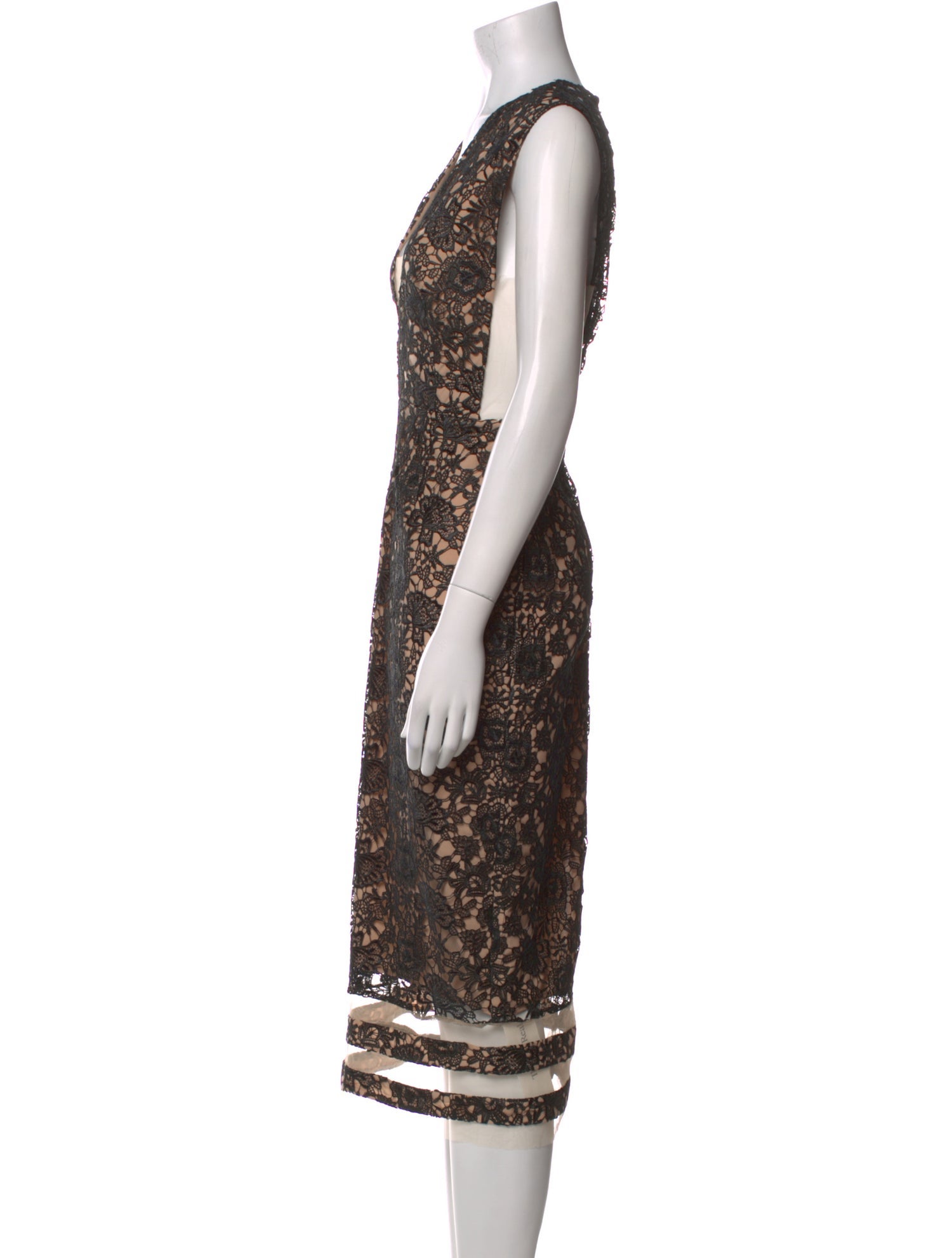 SAU LEE Lace Pattern Midi Length Dress