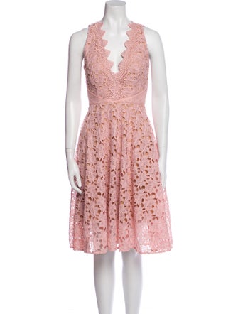 SAU LEE Lace Pattern Midi Length Dress