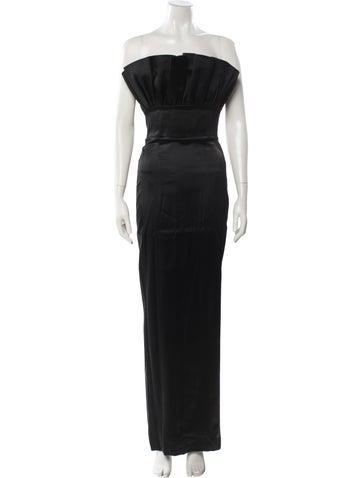 Pre-owned Sau Lee Off-the-shoulder Long Dress In Black