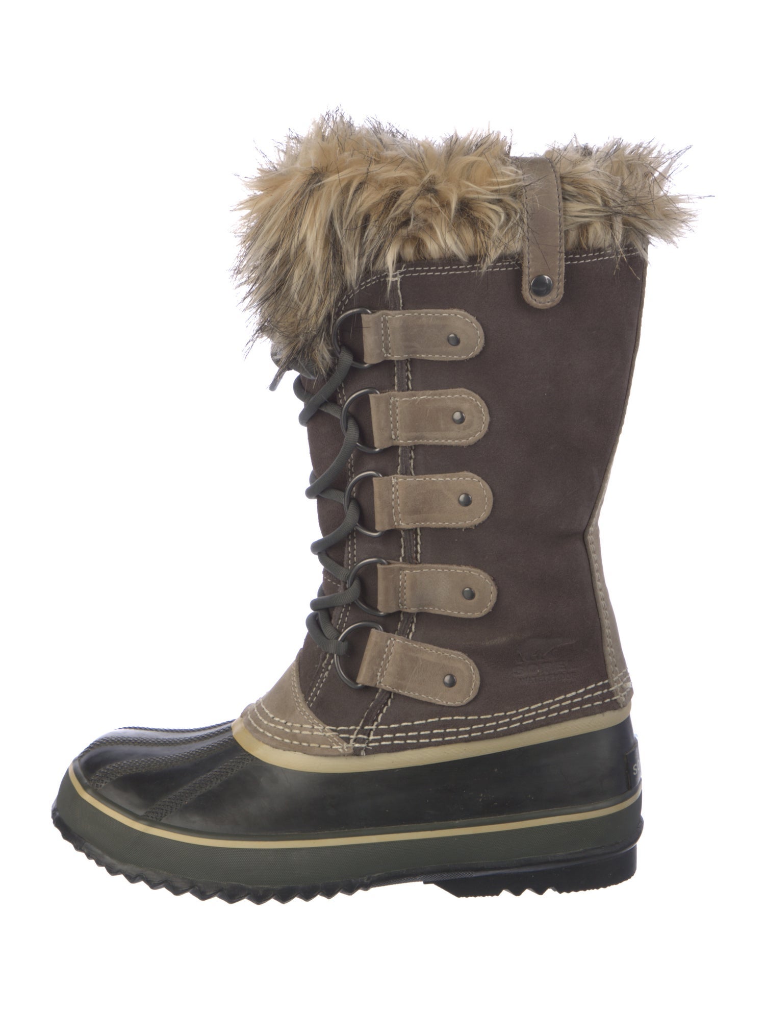 SLOAN Suede Faux Fur Trim Lace-Up Boots