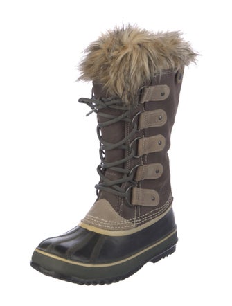 SLOAN Suede Faux Fur Trim Lace-Up Boots