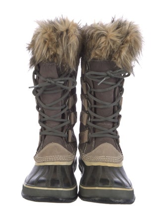 SLOAN Suede Faux Fur Trim Lace-Up Boots