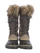 SLOAN Suede Faux Fur Trim Lace-Up Boots