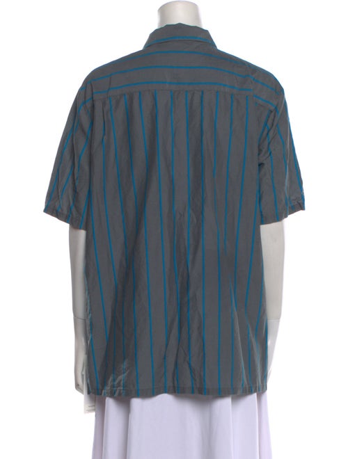 Silk Laundry Striped Short Sleeve Button-Up Top