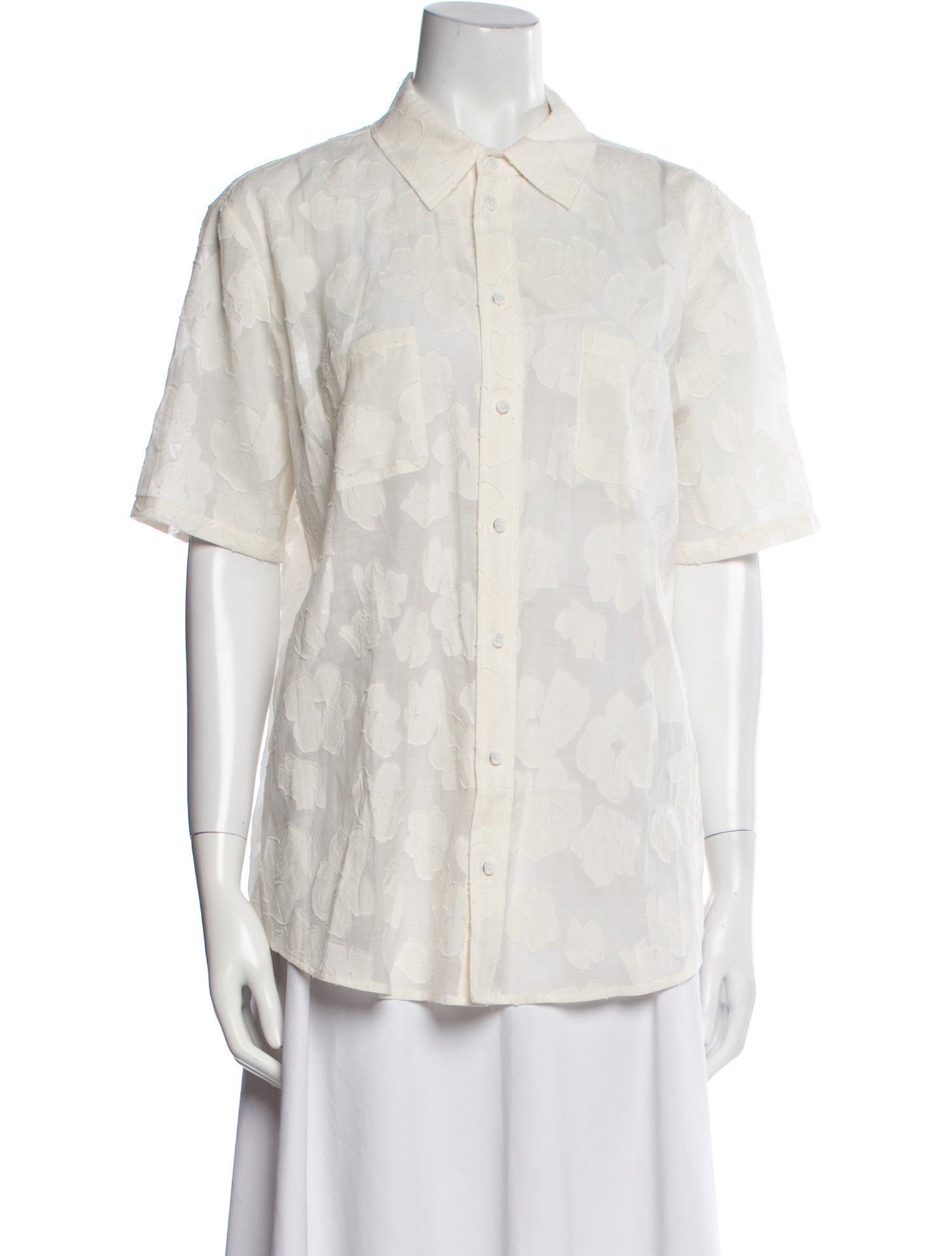 Silk Laundry Short Sleeve Button-Up Top