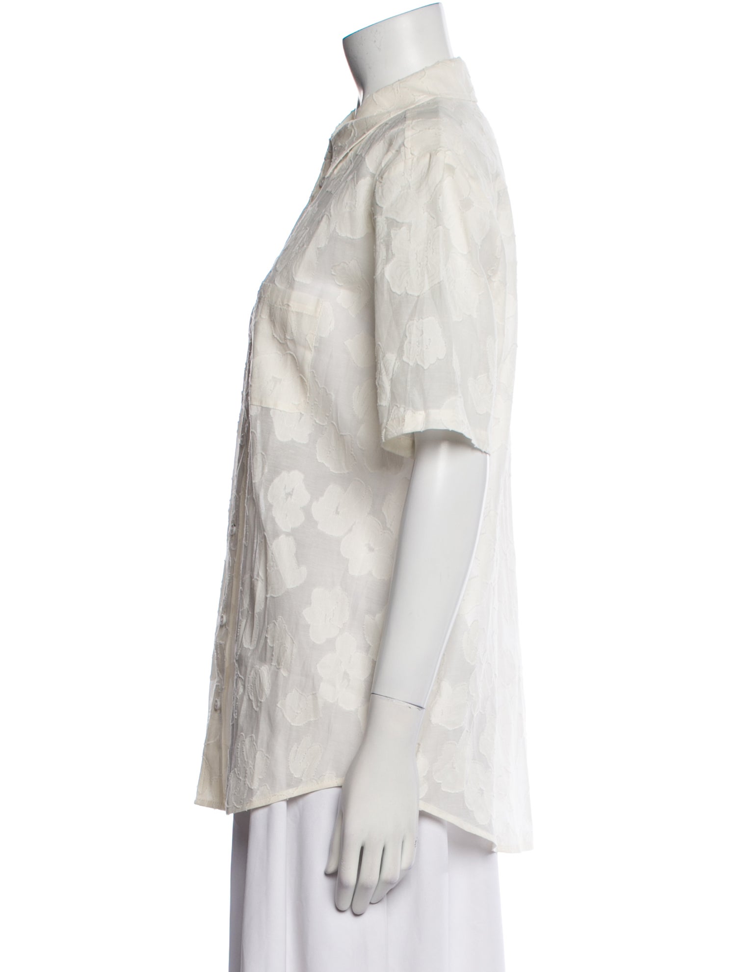 Silk Laundry Short Sleeve Button-Up Top