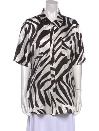 Silk Laundry Silk Animal Print Button-Up Top