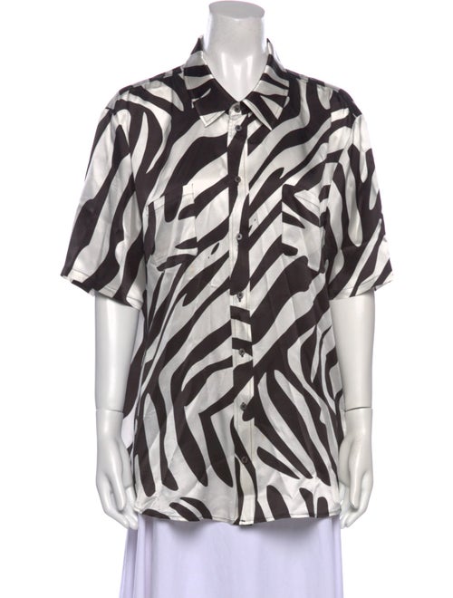 Silk Laundry Silk Animal Print Button-Up Top
