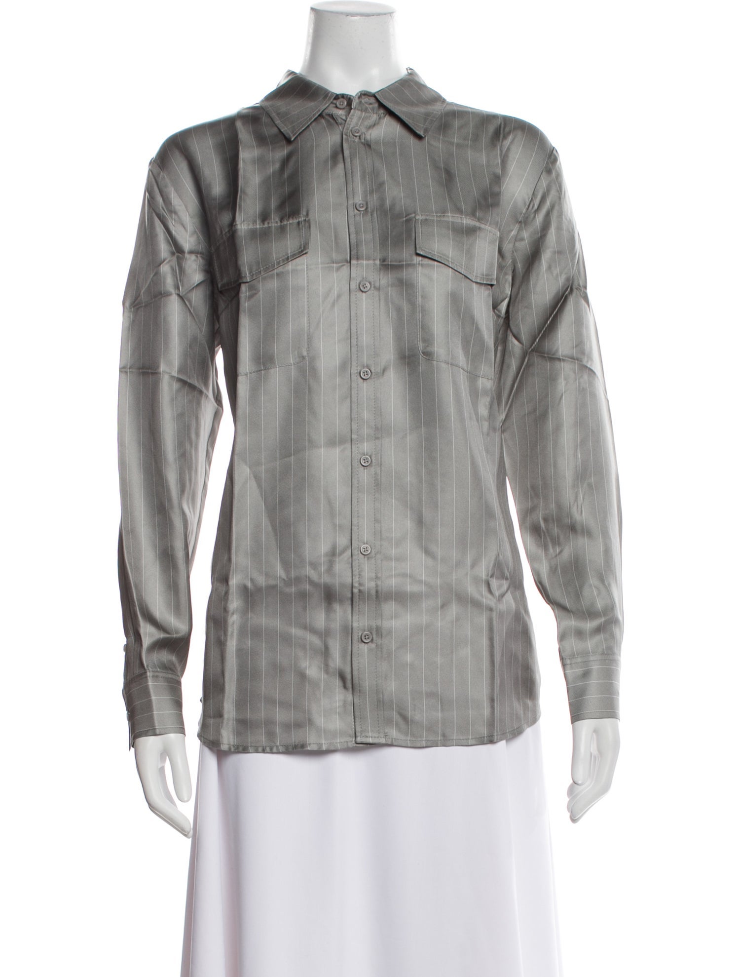 Silk Laundry Silk Long Sleeve Button-Up Top