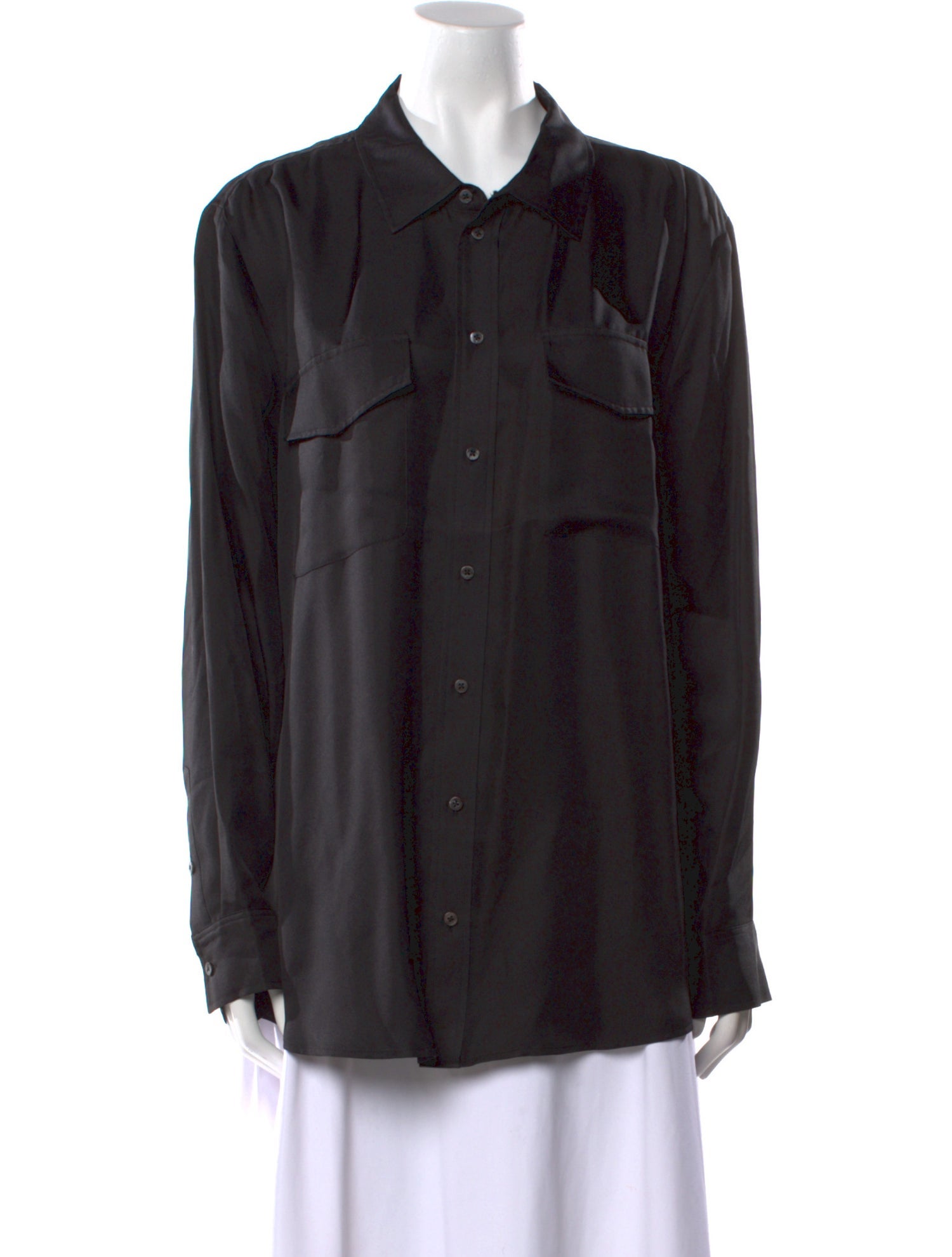 Silk Laundry Silk Long Sleeve Button-Up Top
