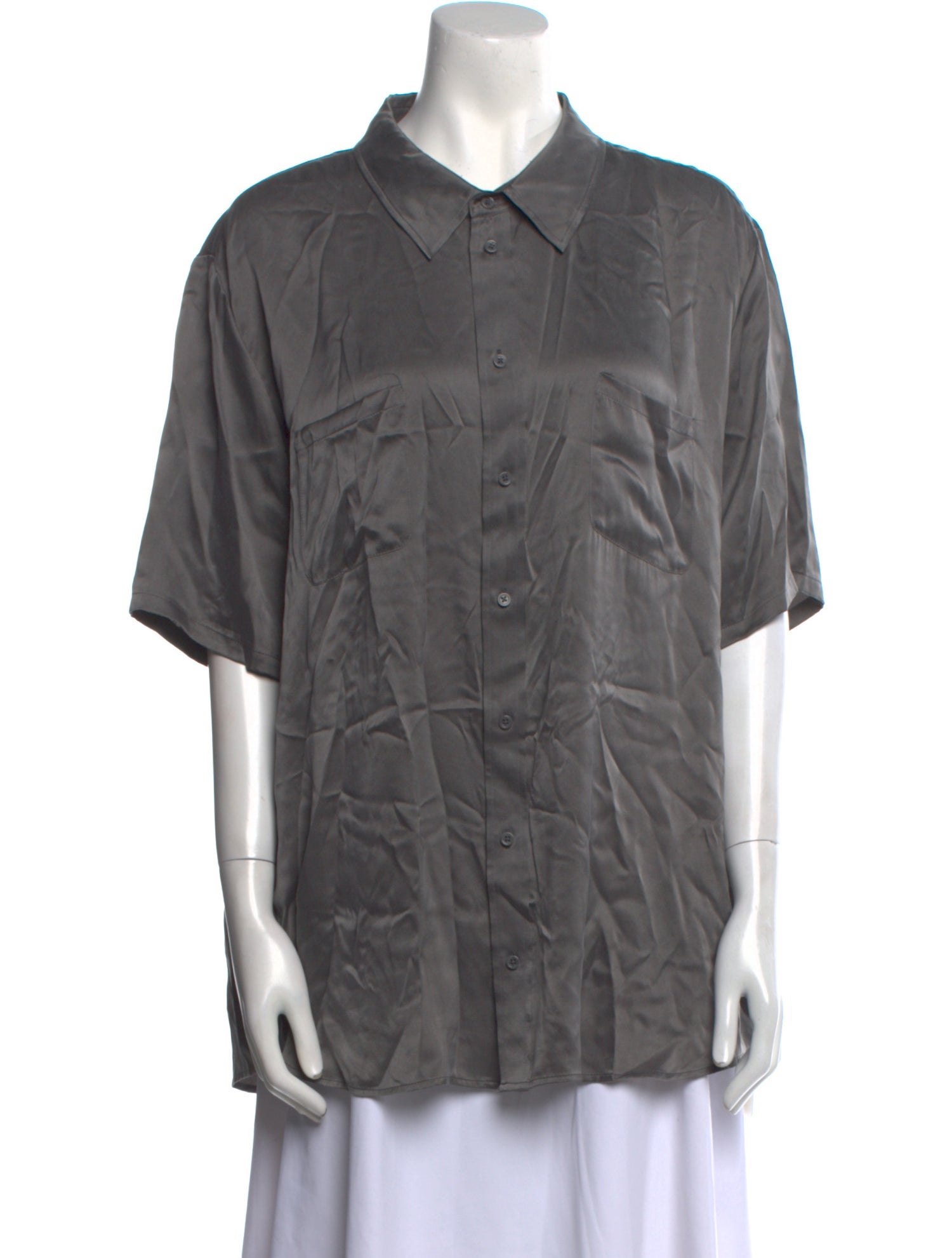 Silk Laundry Silk Short Sleeve Button-Up Top w/ Tags