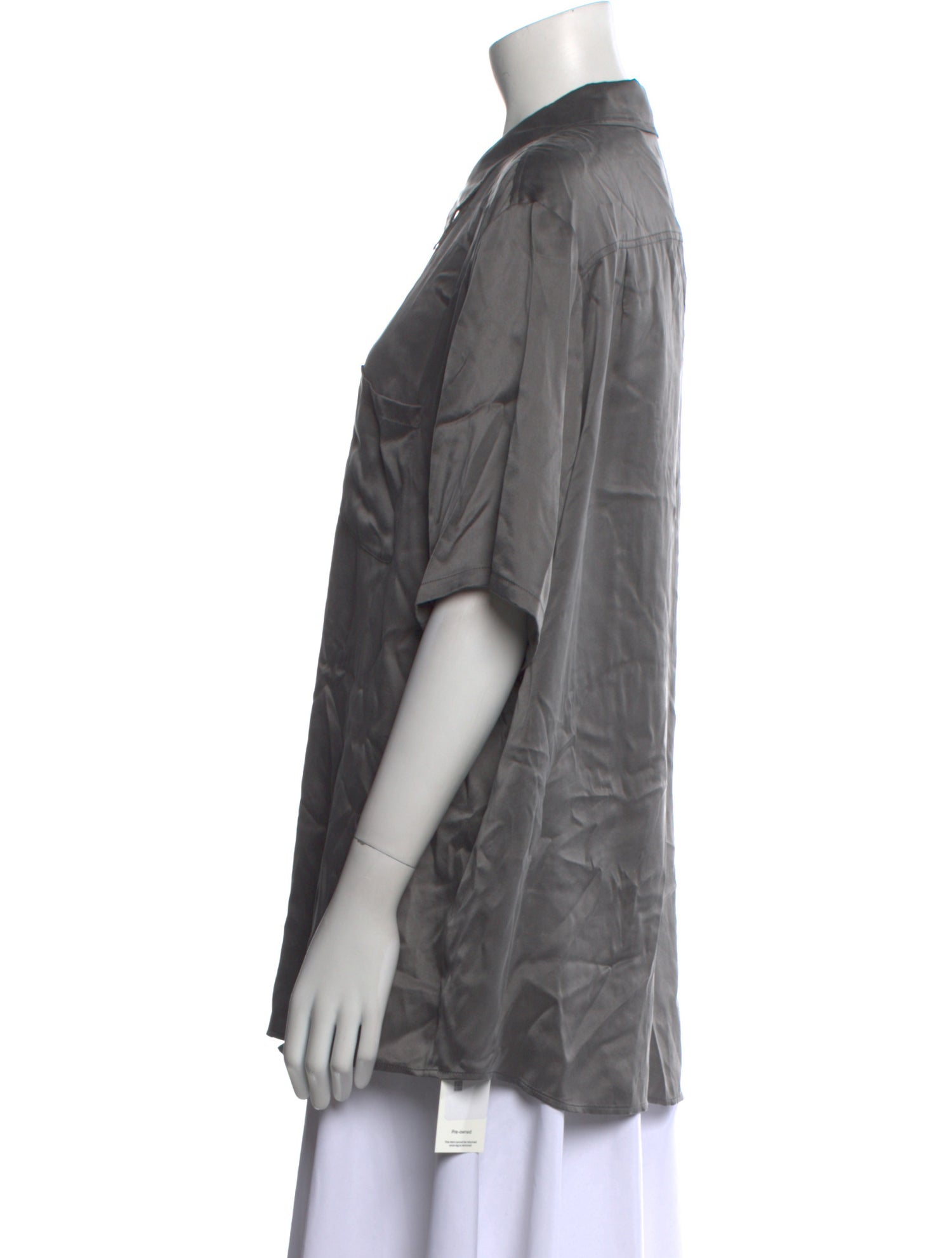 Silk Laundry Silk Short Sleeve Button-Up Top w/ Tags