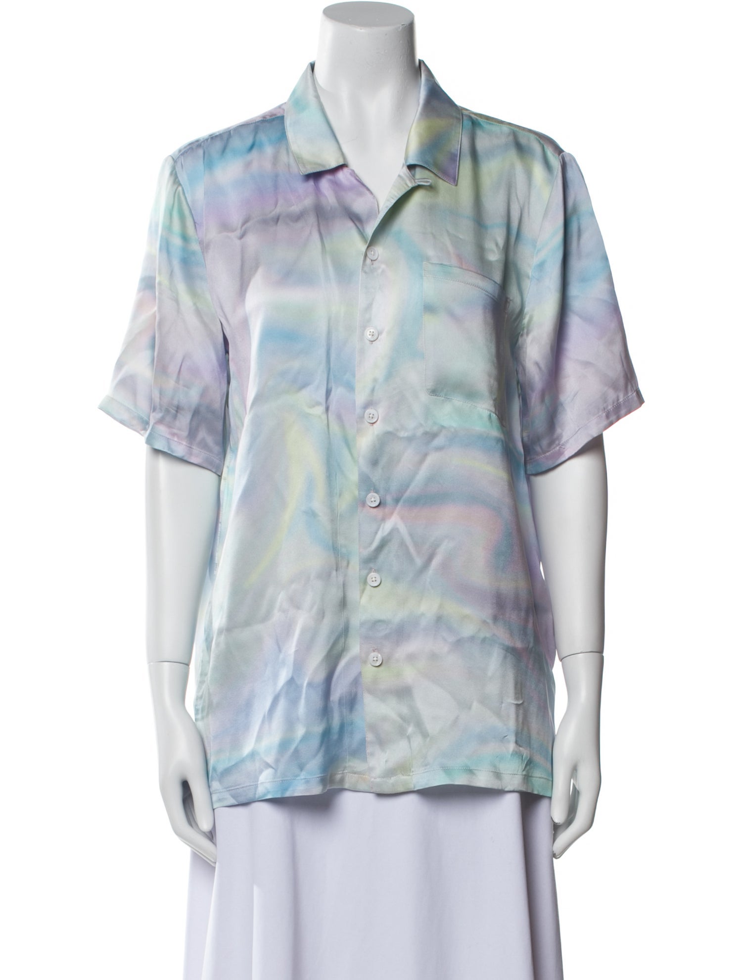 Silk Laundry Silk Tie-Dye Print Button-Up Top