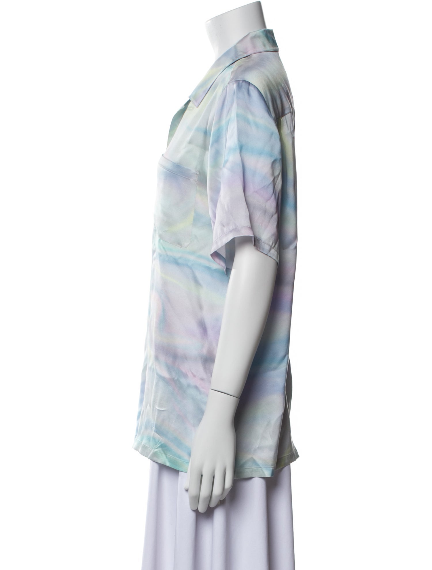 Silk Laundry Silk Tie-Dye Print Button-Up Top