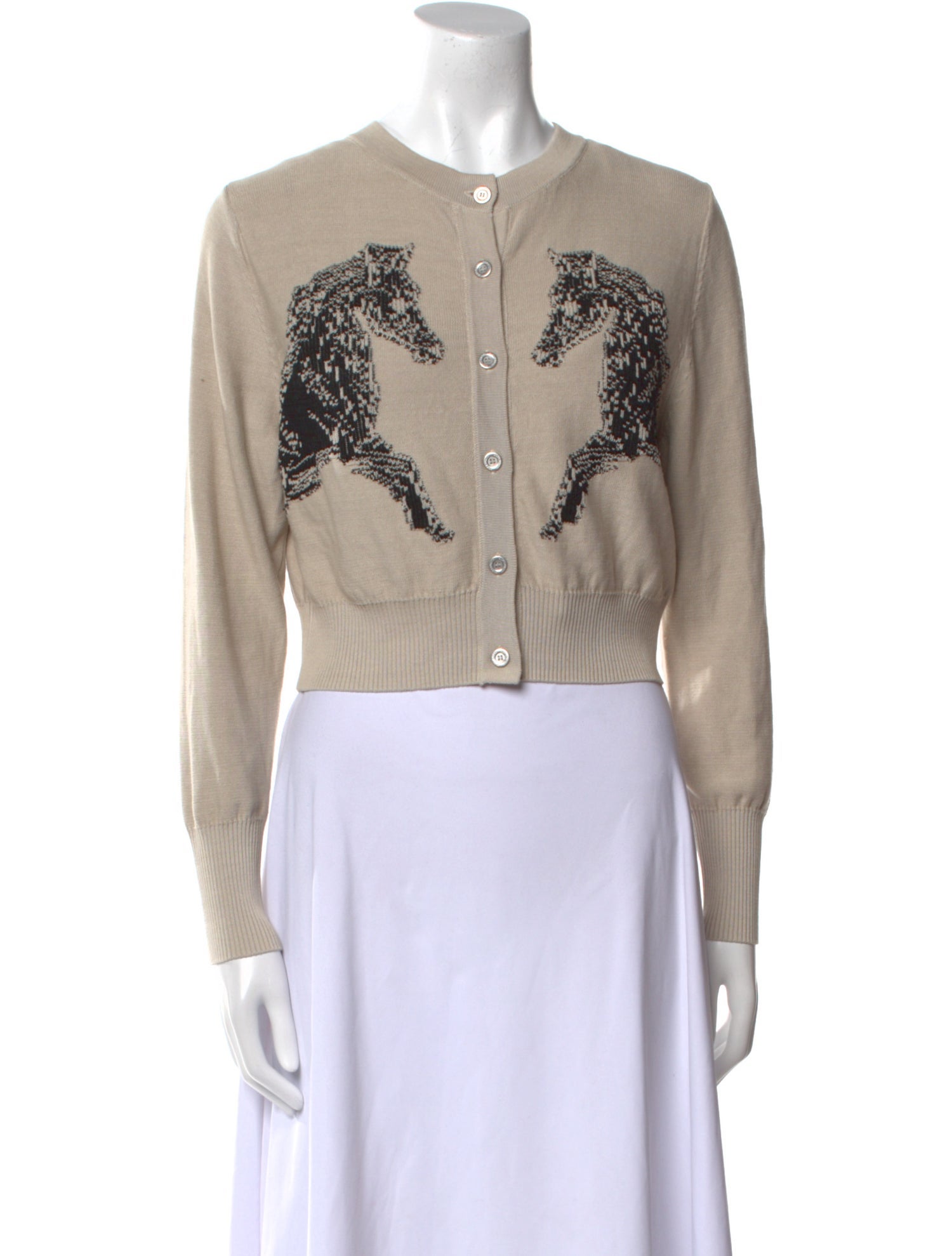 Silk Laundry Patterned Crew Neck Sweater