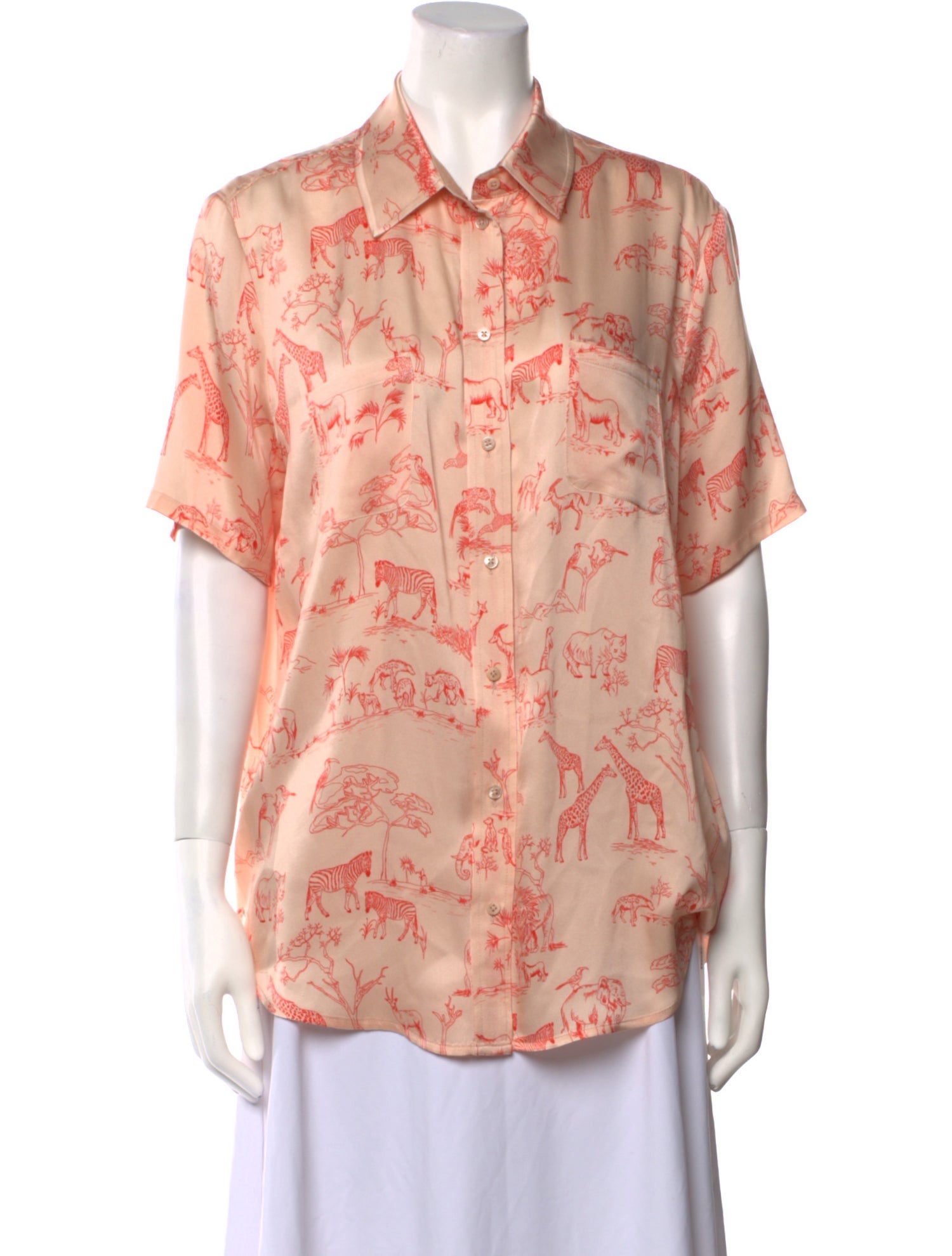 Silk Laundry Silk Printed Button-Up Top