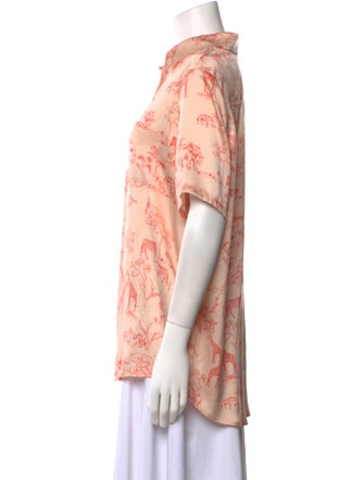 Silk Laundry Silk Printed Button-Up Top