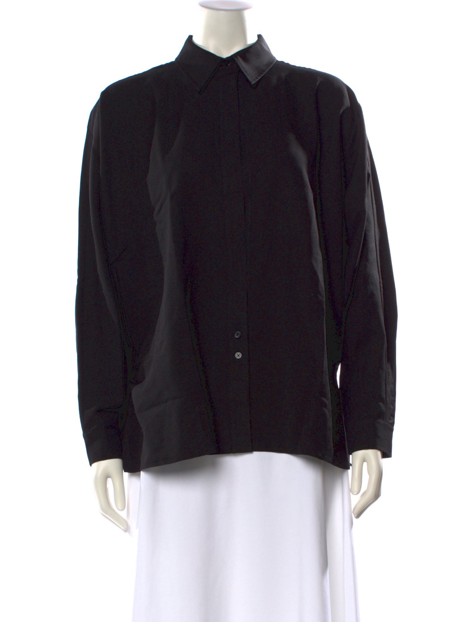 Silk Laundry Wool Long Sleeve Button-Up Top