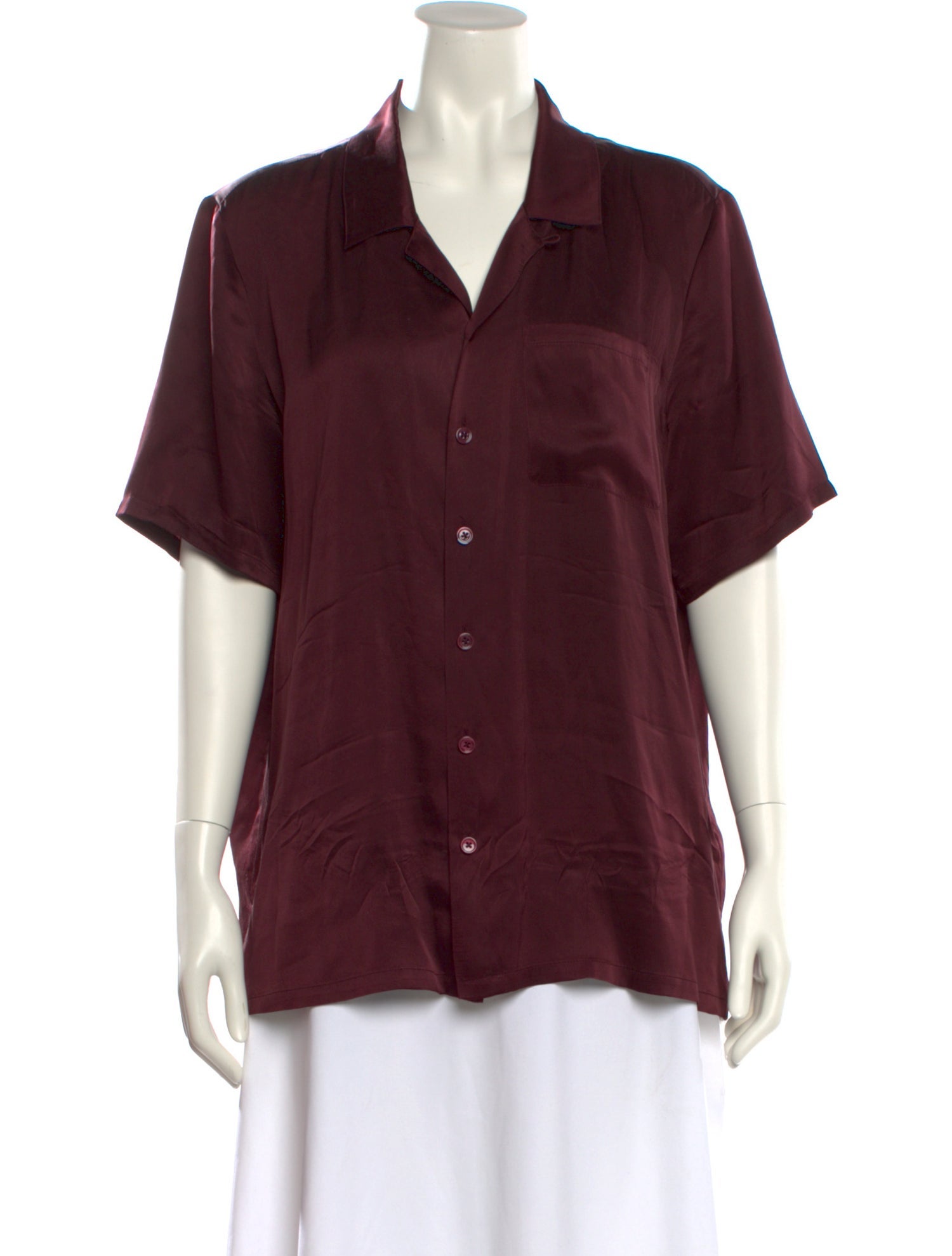 Silk Laundry Silk Short Sleeve Button-Up Top