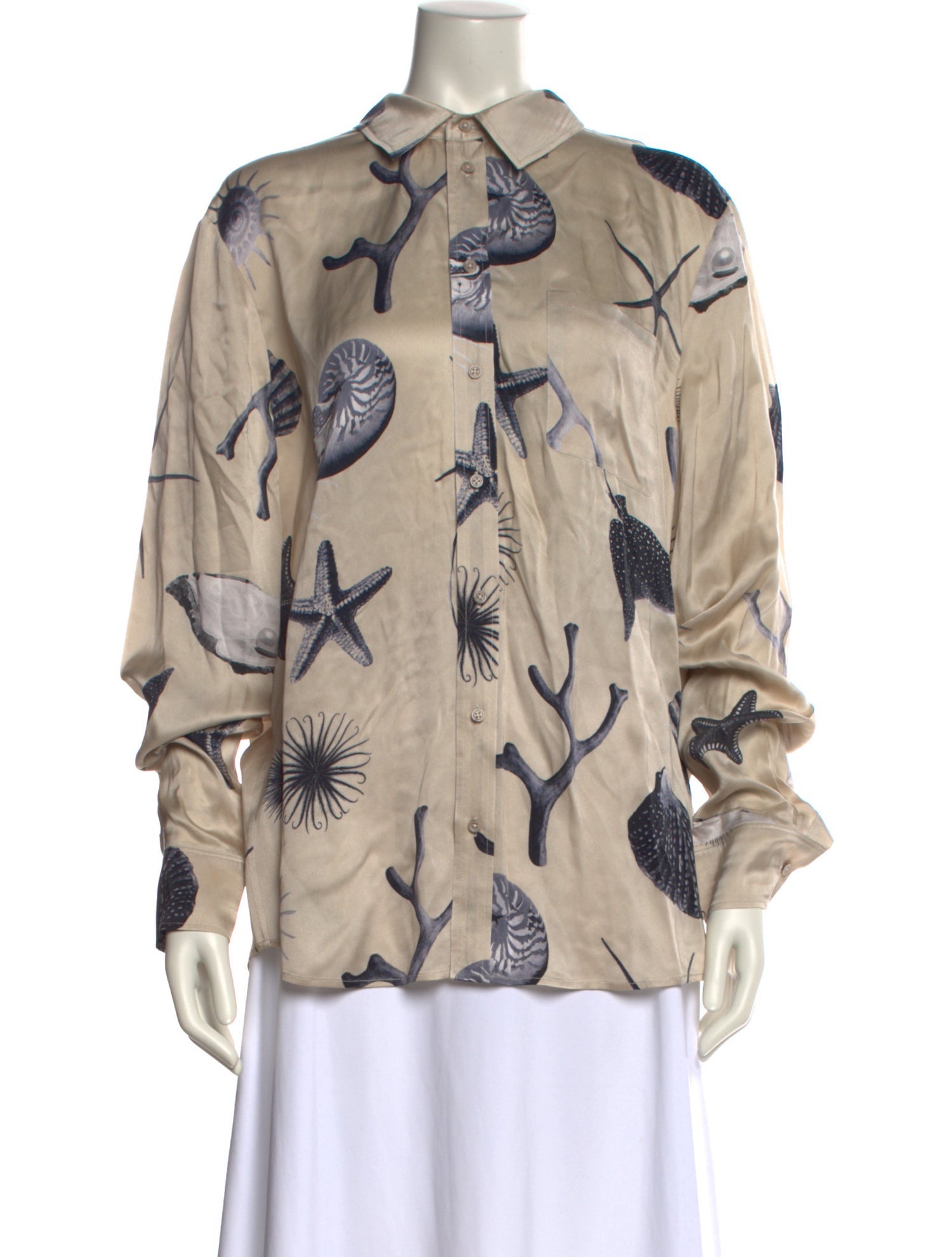 Silk Laundry Silk Printed Button-Up Top