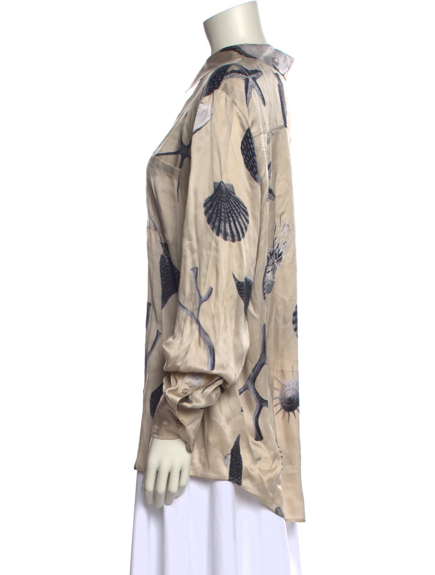 Silk Laundry Silk Printed Button-Up Top