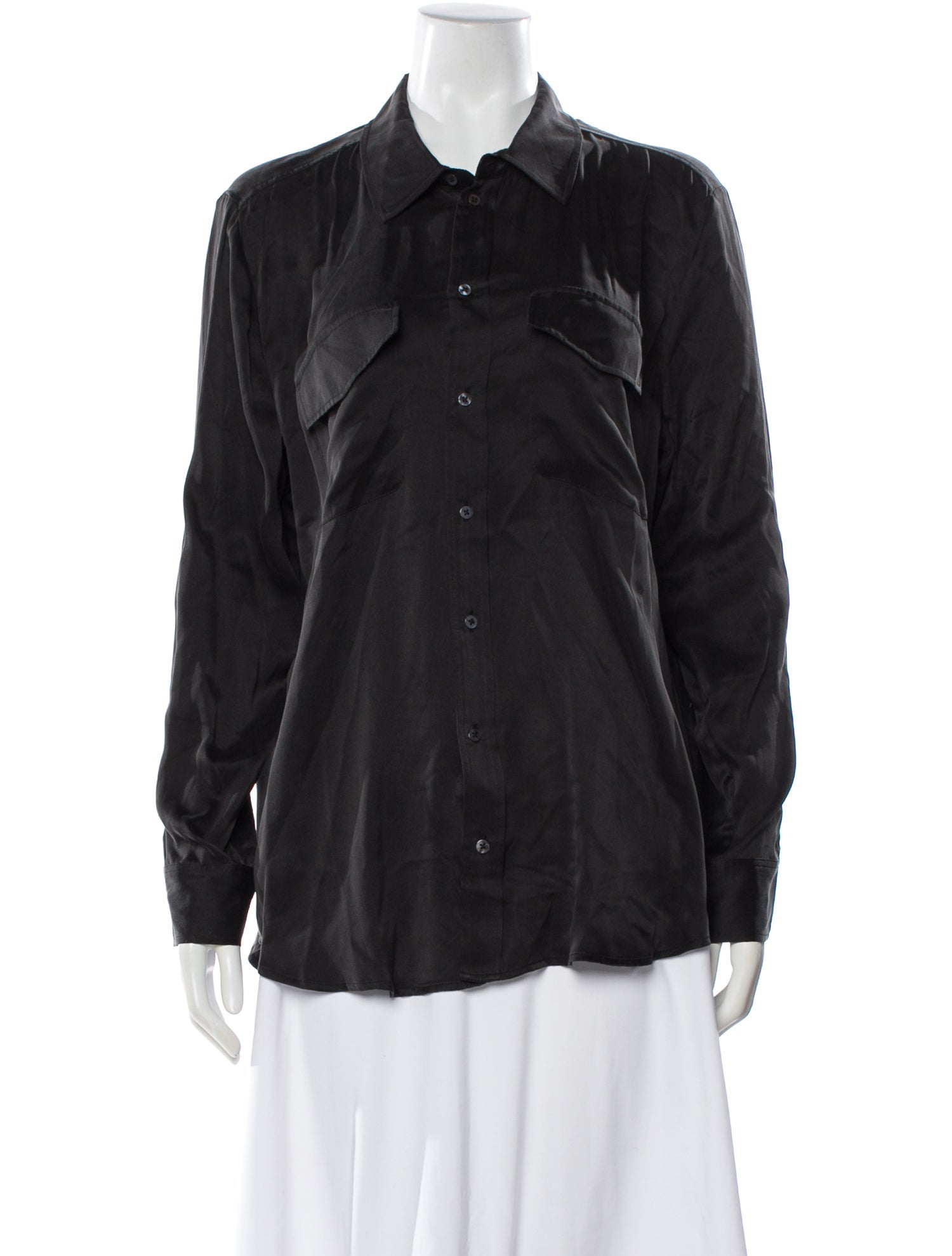 Silk Laundry Silk Long Sleeve Button-Up Top