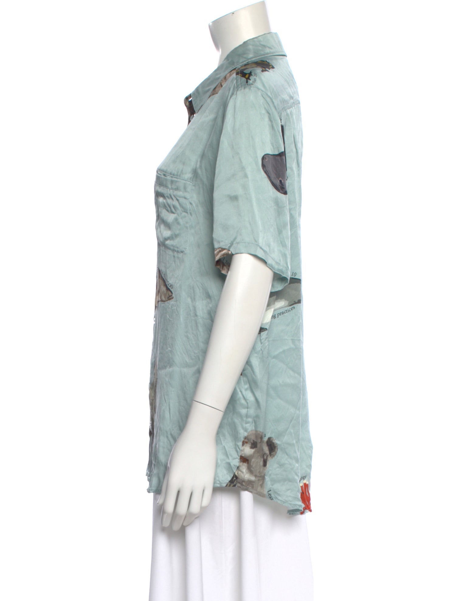 Silk Laundry Silk Graphic Print Button-Up Top