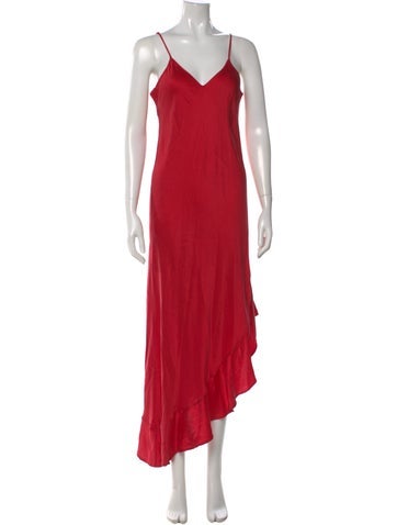 Pre-owned Silk Laundry Silk Long Dress In Red