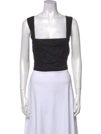 SoleilSoleil Linen Square Neckline Crop Top