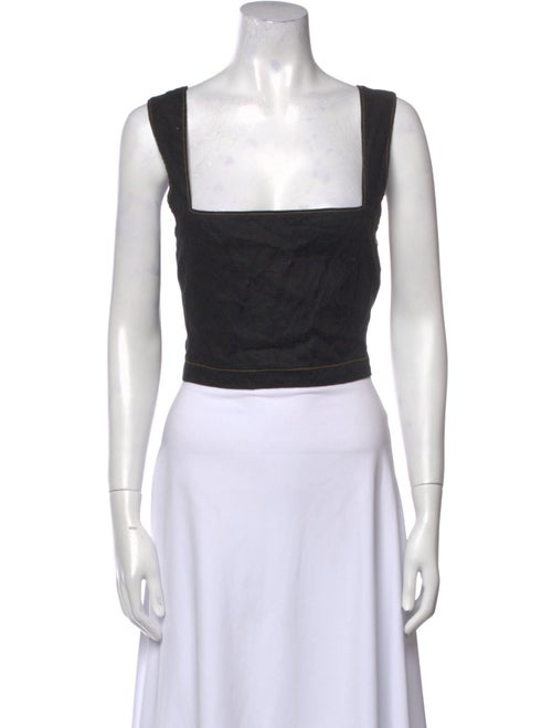 SoleilSoleil Linen Square Neckline Crop Top