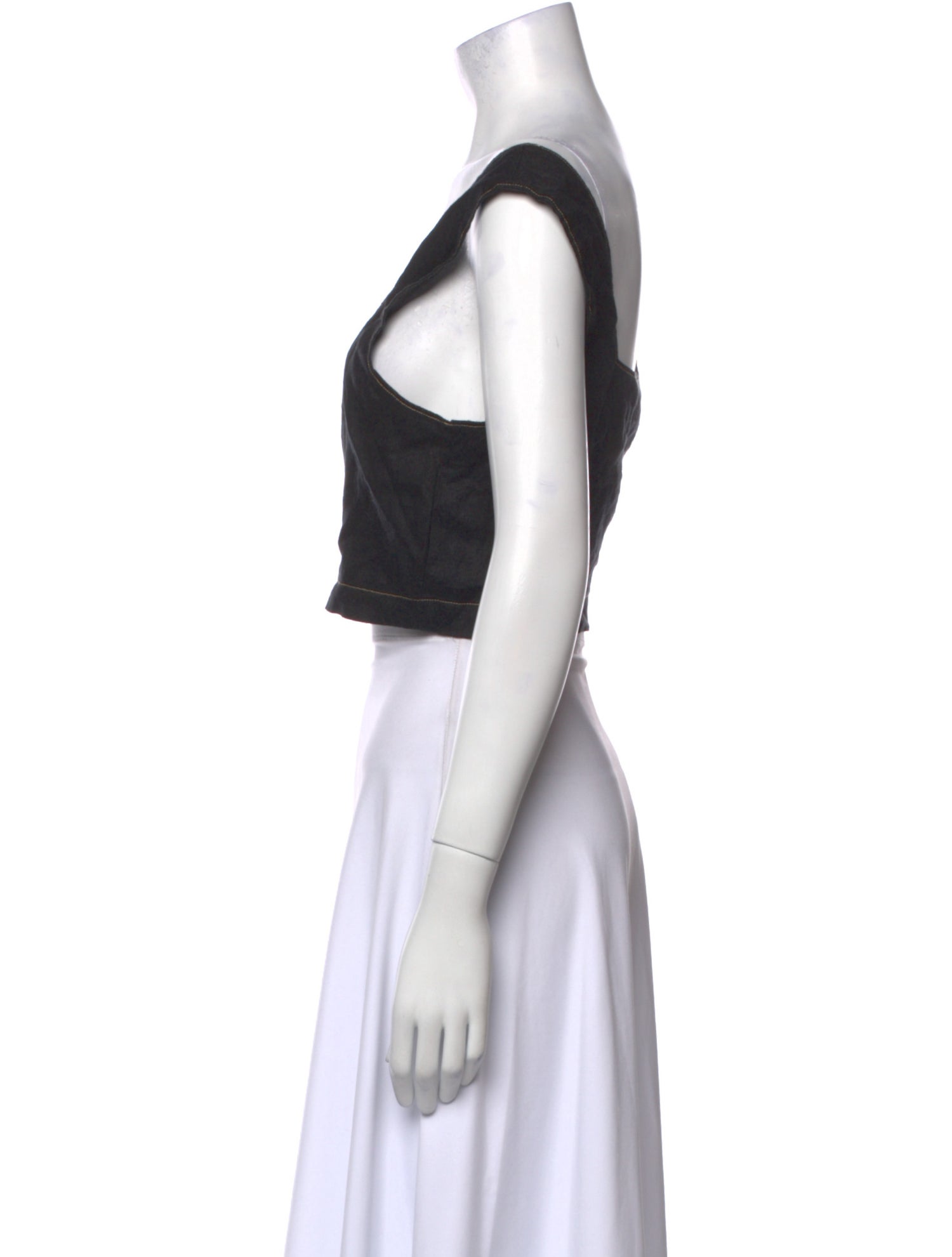 SoleilSoleil Linen Square Neckline Crop Top