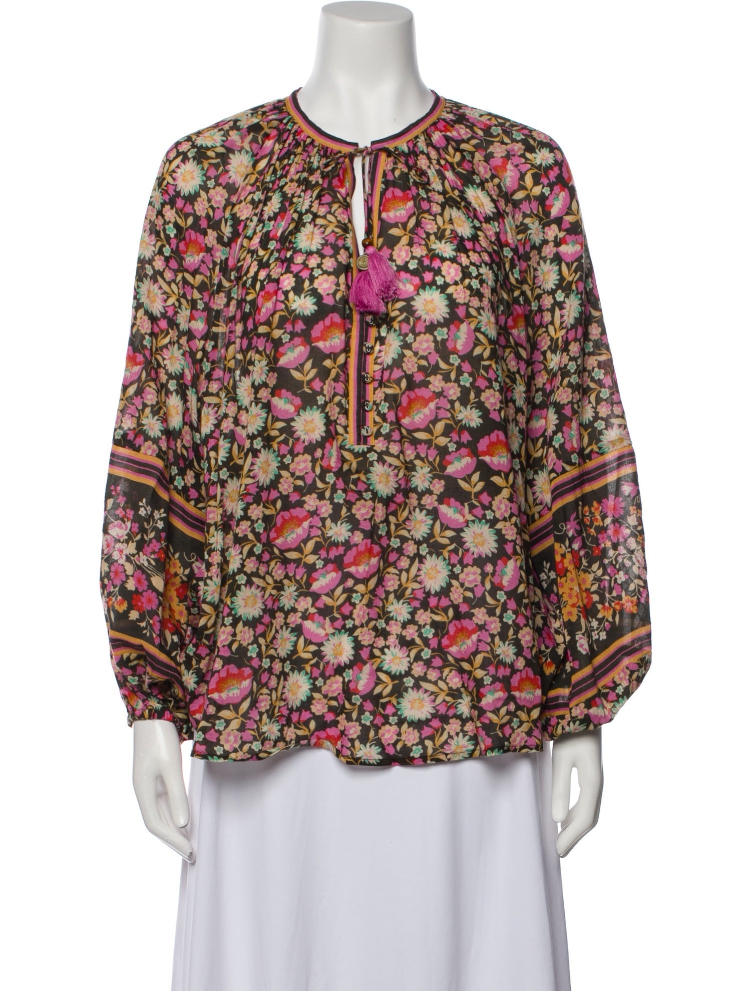 Spell Floral Print Tie Neck Blouse
