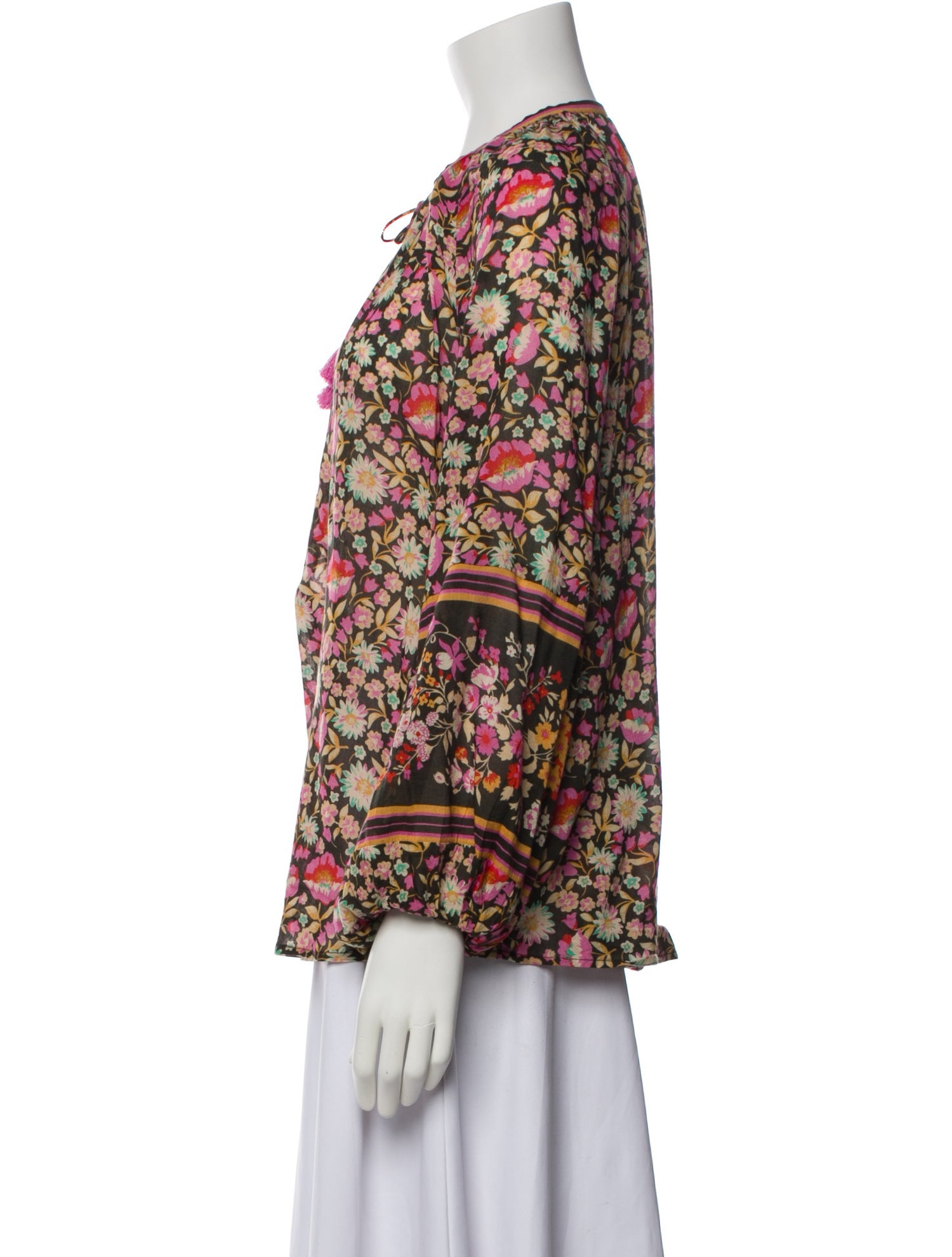 Spell Floral Print Tie Neck Blouse