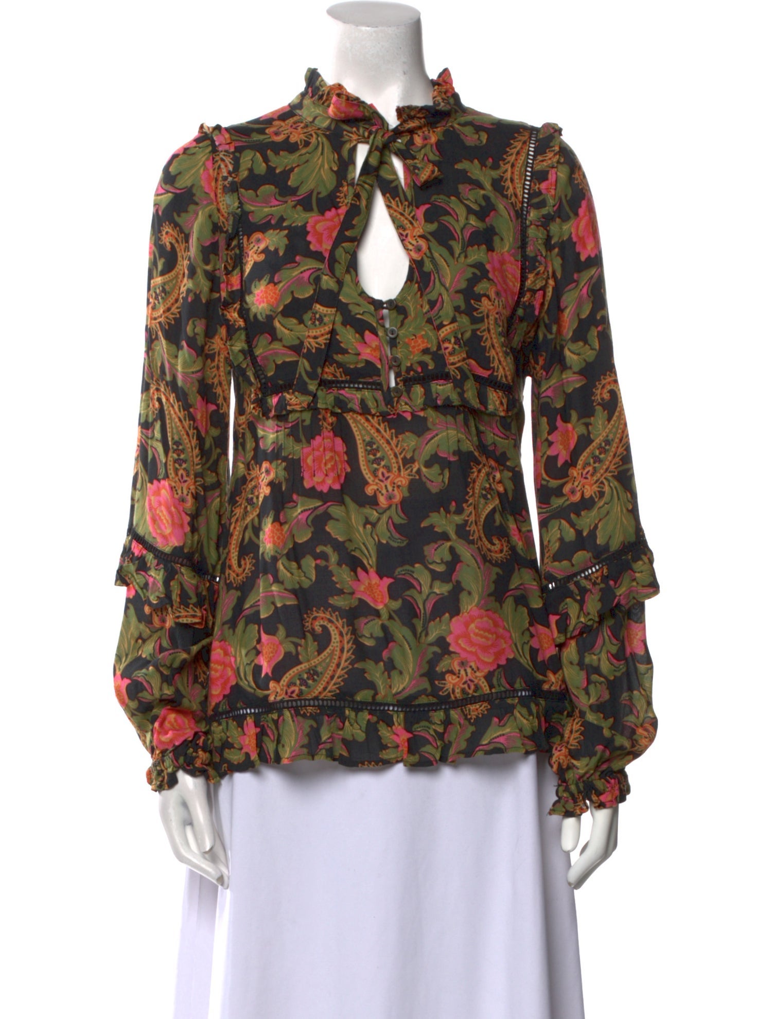 Spell Floral Print Mock Neck Blouse