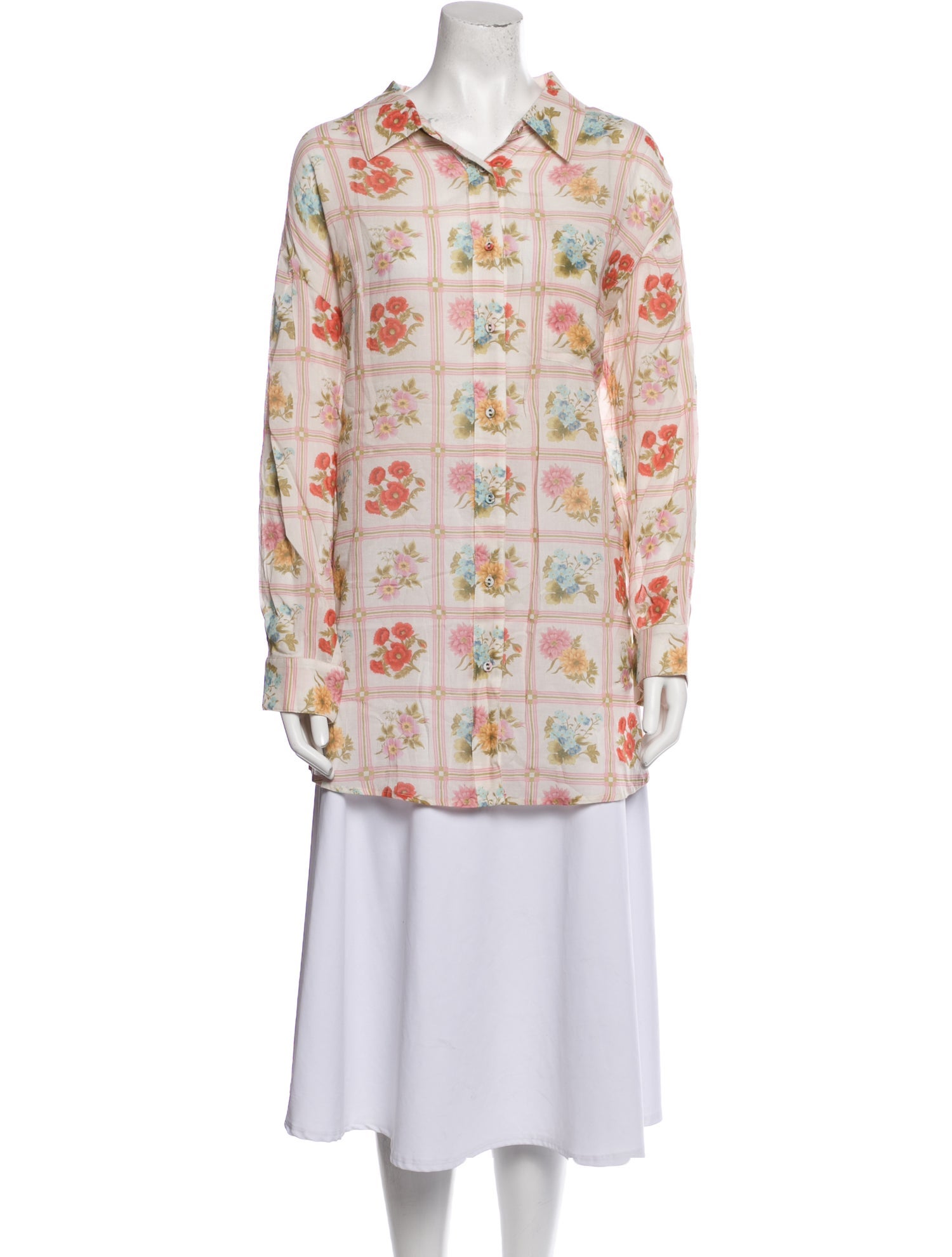 Spell Printed Long Sleeve Button-Up Top