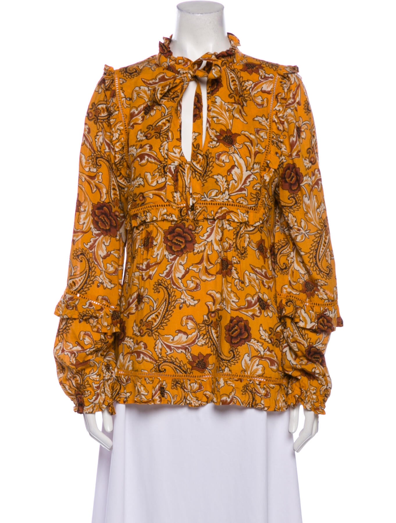 Spell Floral Print Mock Neck Blouse