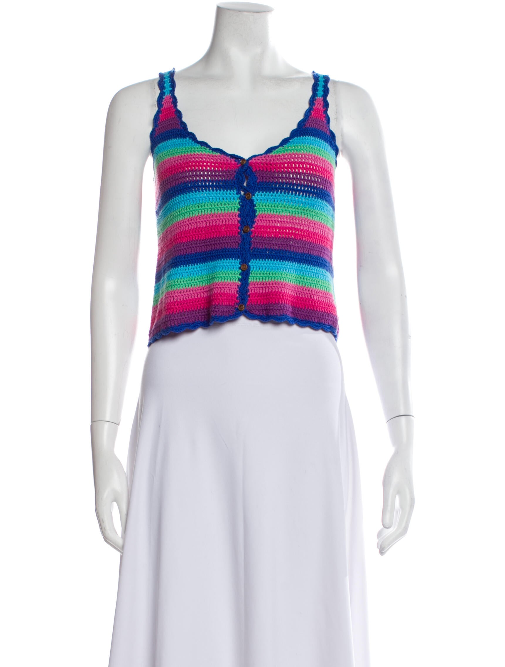 Spell Striped Scoop Neck Crop Top